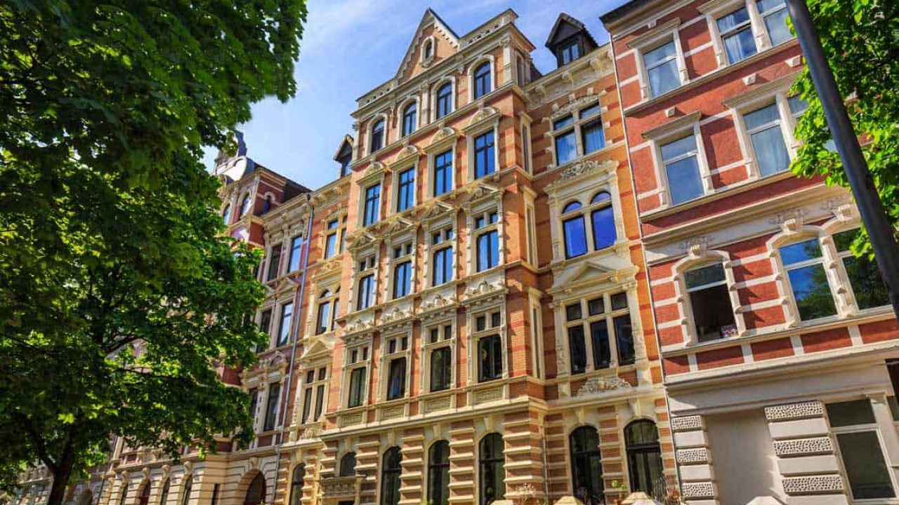 ハノーファーの古い建物のファサード。.